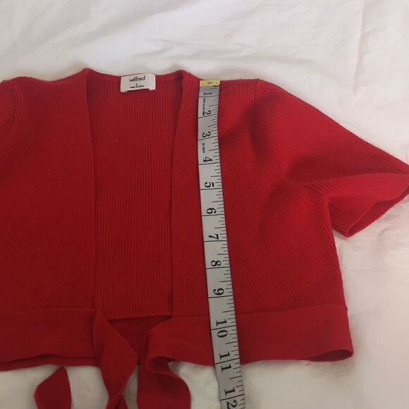 Wilfred Ladies Ribbed Tie Front Crop Top Small Red - Picture 10 of 16